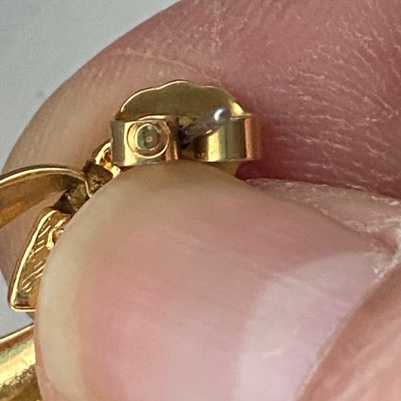 Vintage Unique icicle teardrop goldstone earrings - Picture 8 of 10